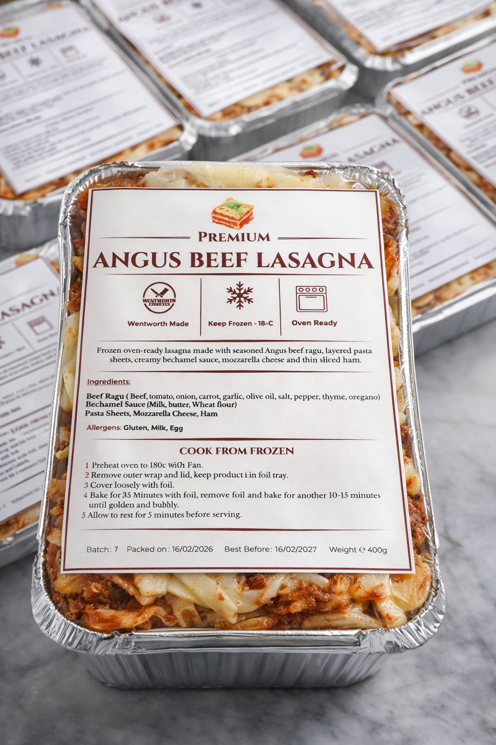 Angus Beef Lasagna - Frozen 1 Portion